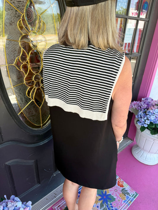 Black Mini w/Stripe Sweater Tie