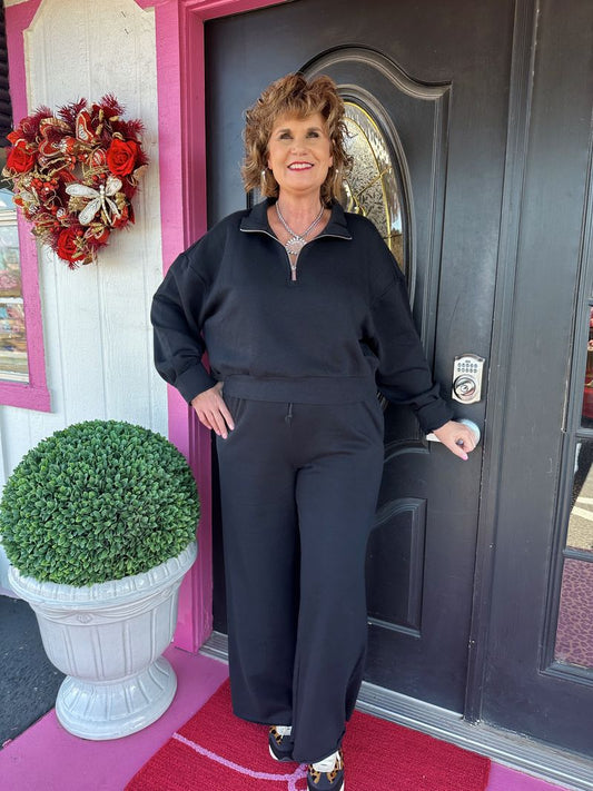 Black Downtown Sweat Pant Set