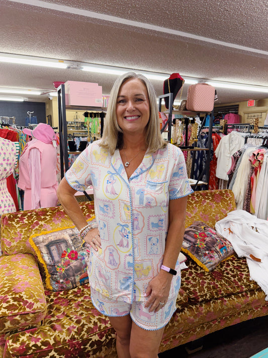 Puppy Portrait Short PJ Set