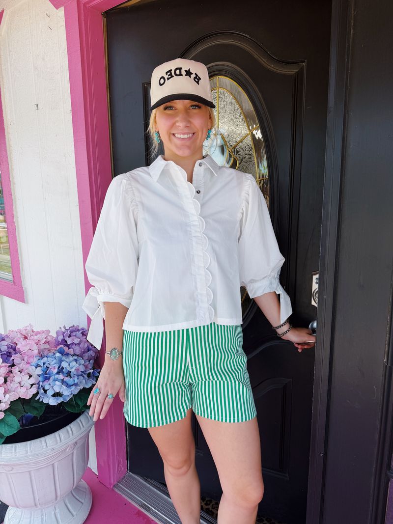 Green Striped Shorts