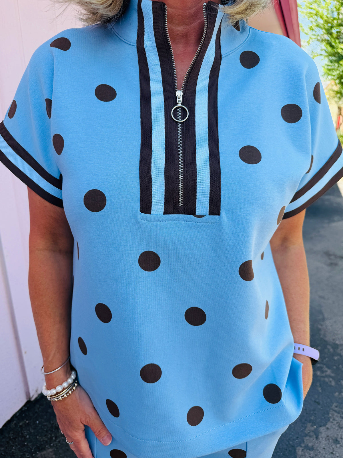 Blue/Brown Polka Dot Pant Set