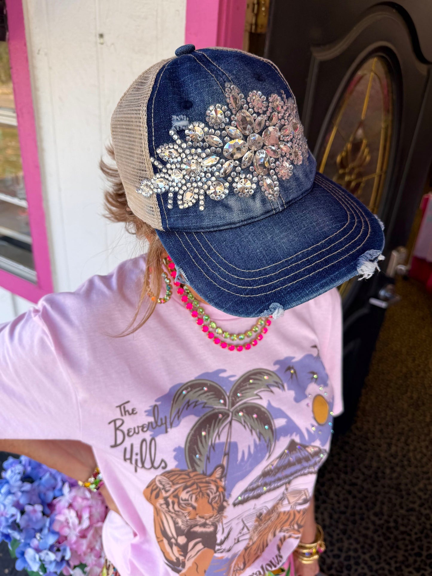 Large Rhinestone Cap