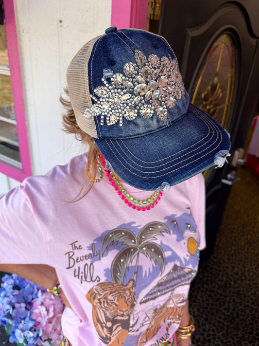 Large Rhinestone Cap
