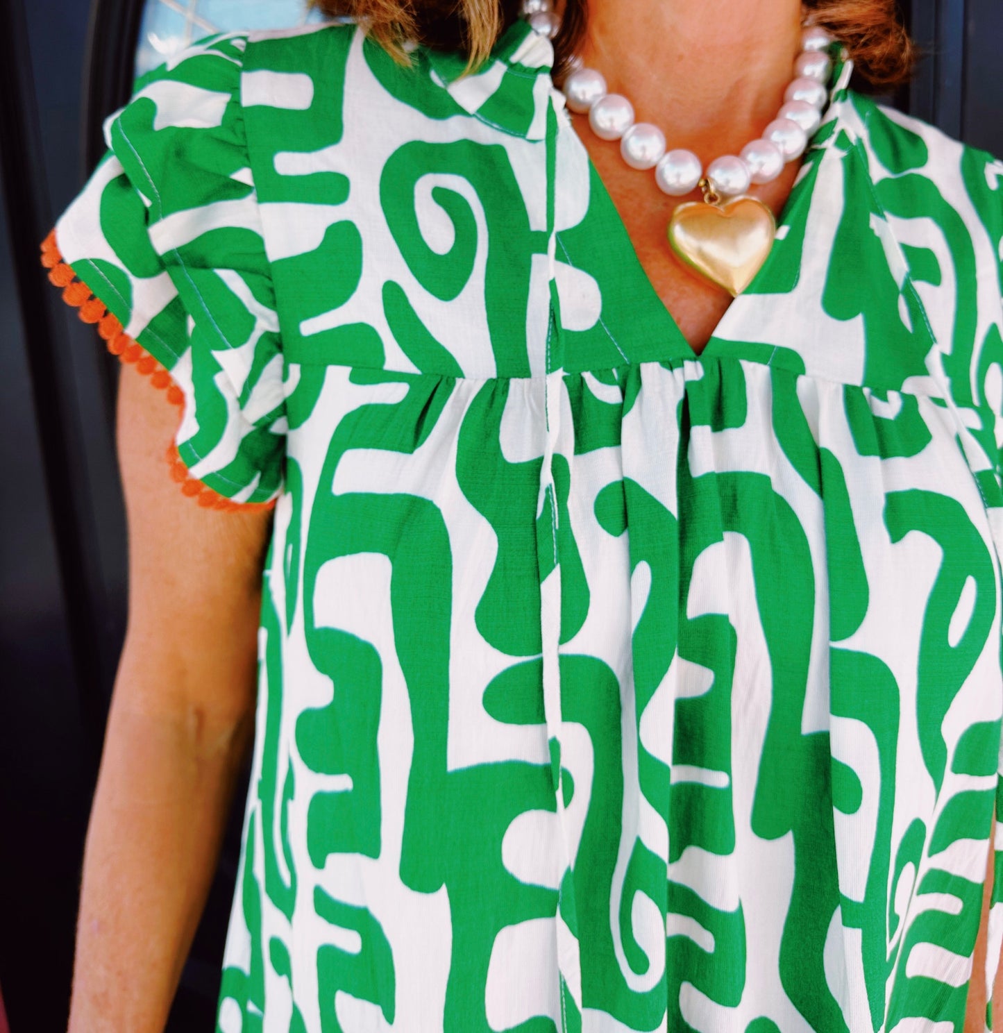 Green/White Flutter Maxi Dress
