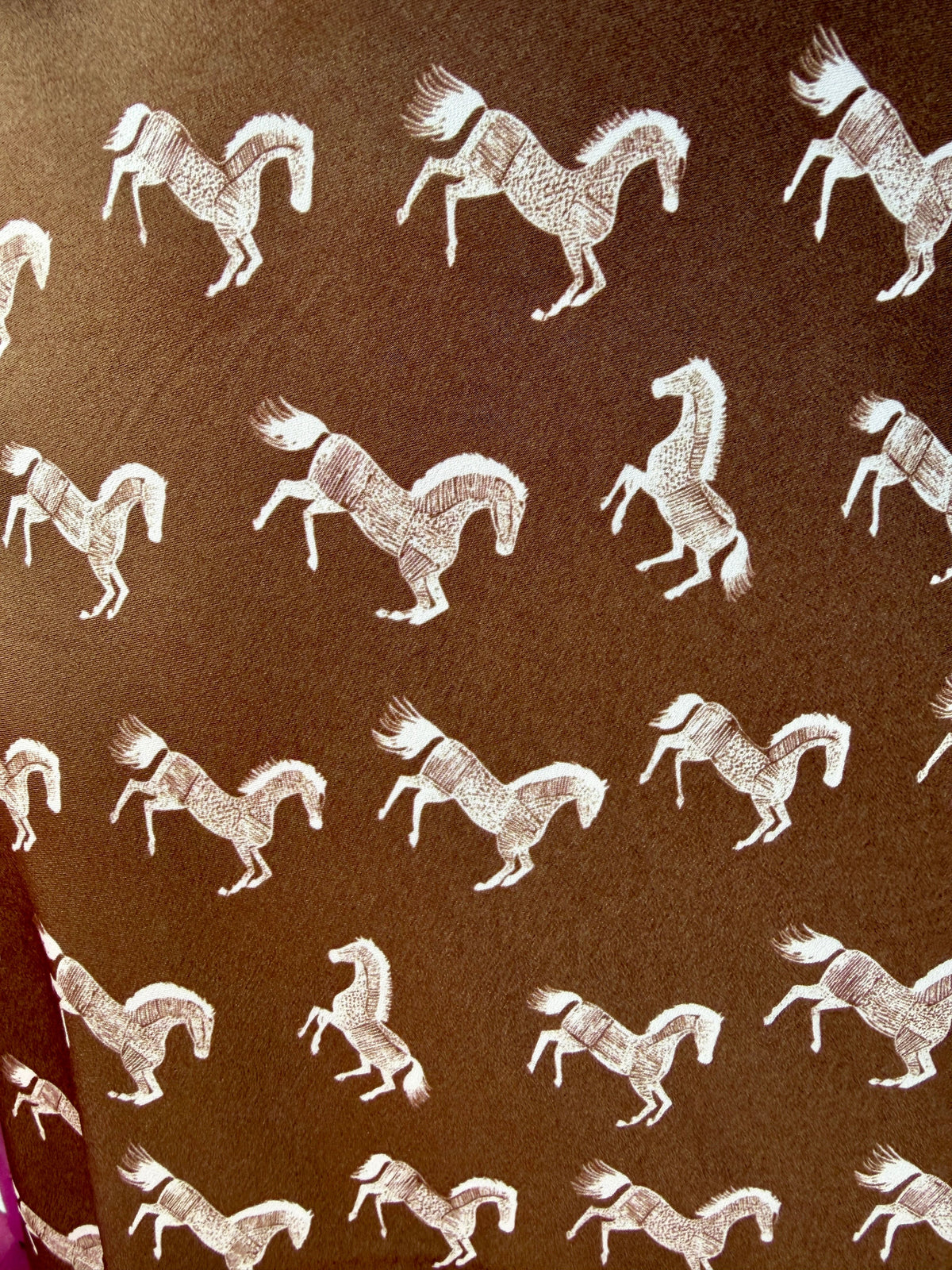 Brown Satin Horse Print Skirt
