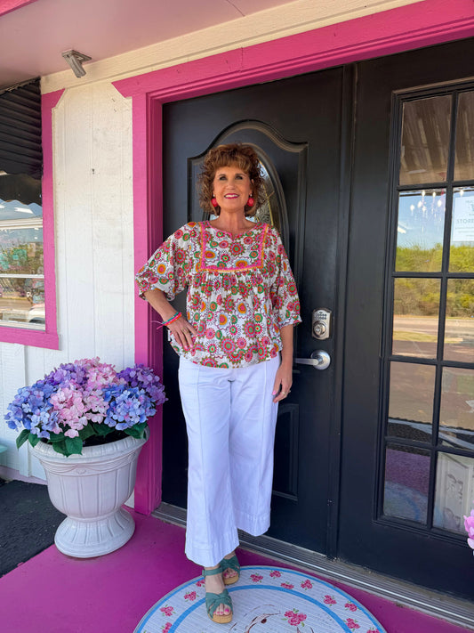 Audrey White Crop Pant