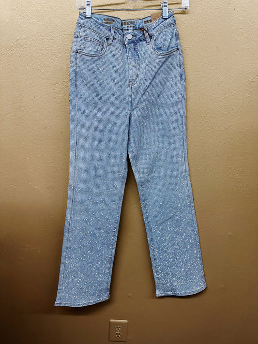 Sky Swifty Straight Rhinestone Jean