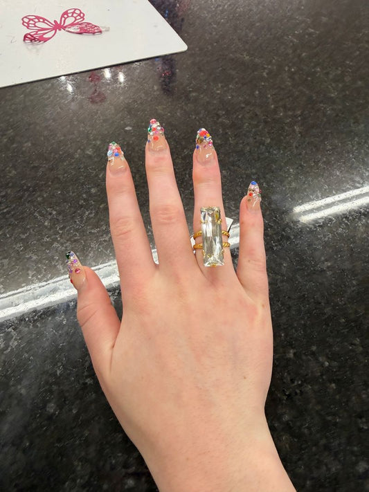 Clear Crystal Oblong Ring