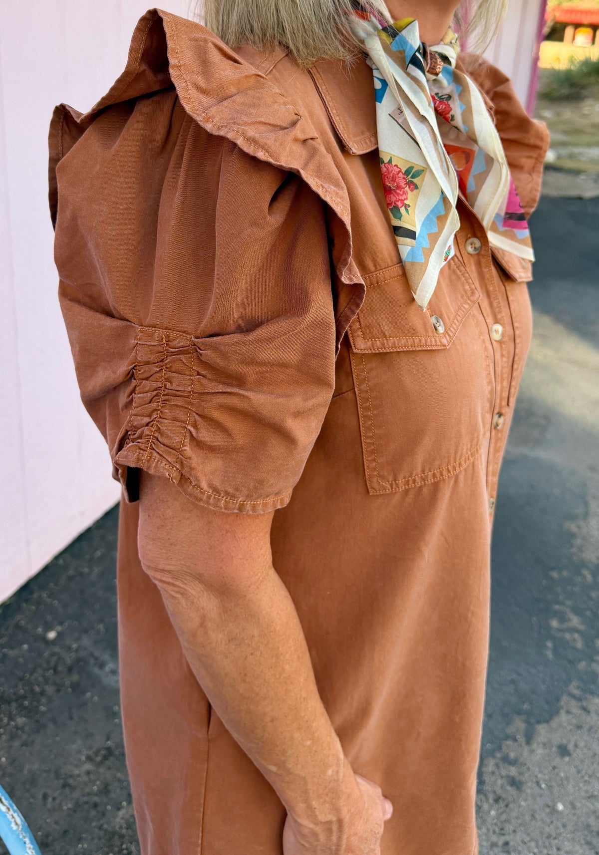 Clay Ruch Sleeve Mini Dress