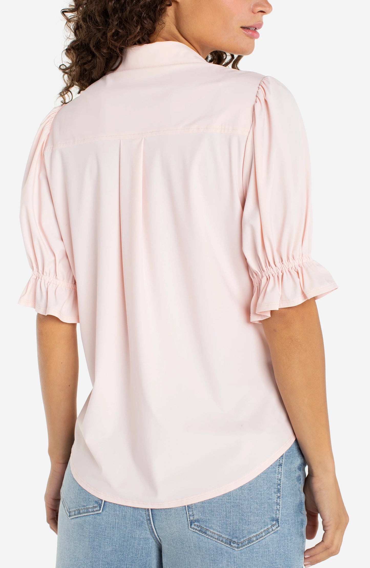 Light Pink Elbow Puff Sleeve Top