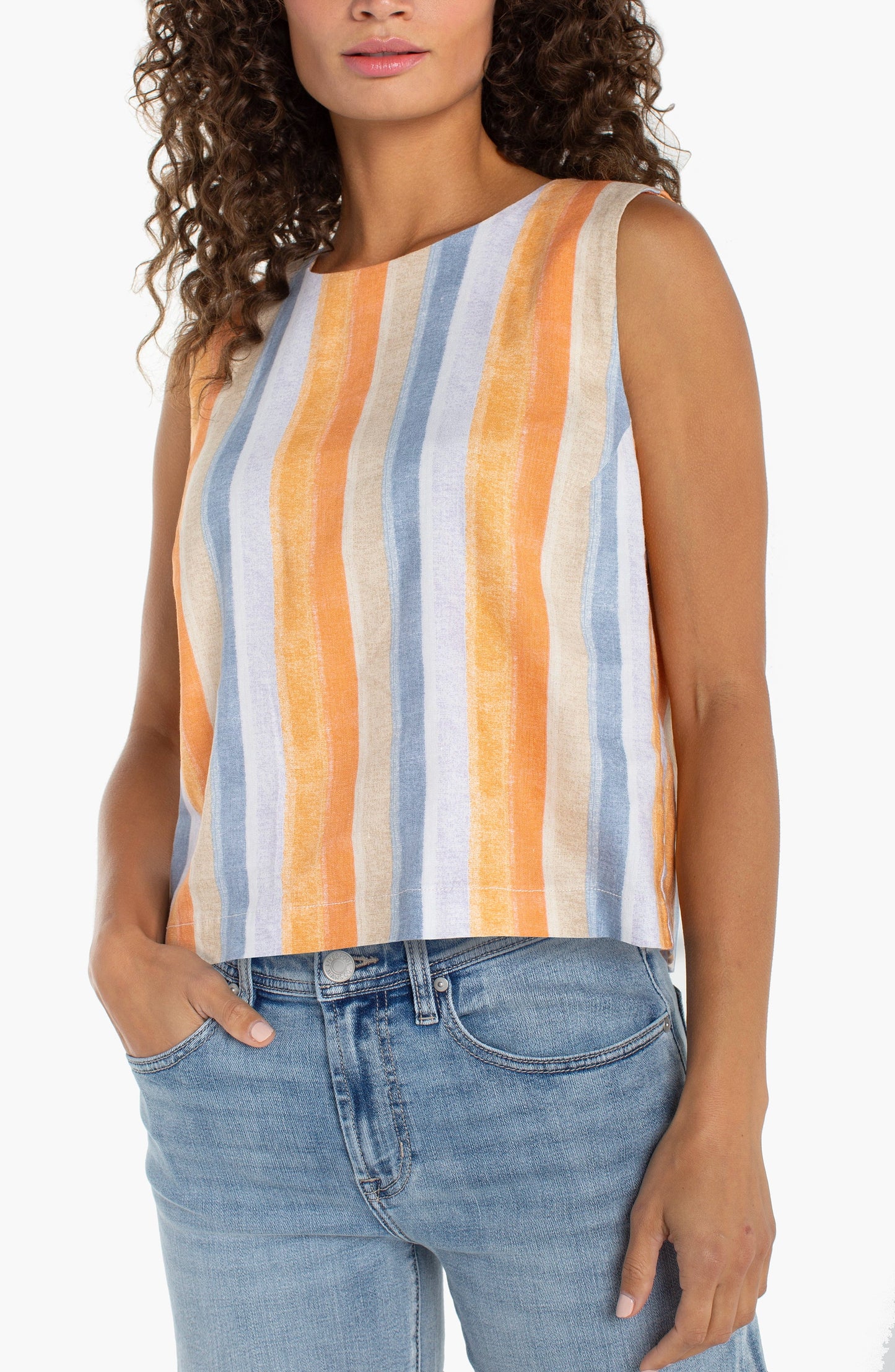 Multi Stripe Sleeveless Shell Top