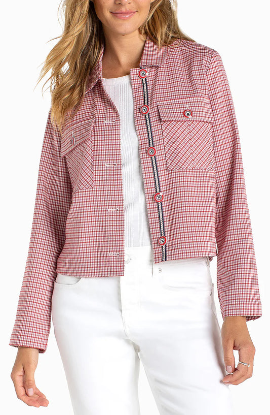 Red Plaid Flap Pocket Shacket