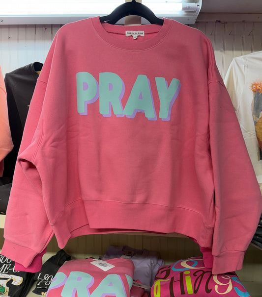 Pink Pray Crop Sweatshirt