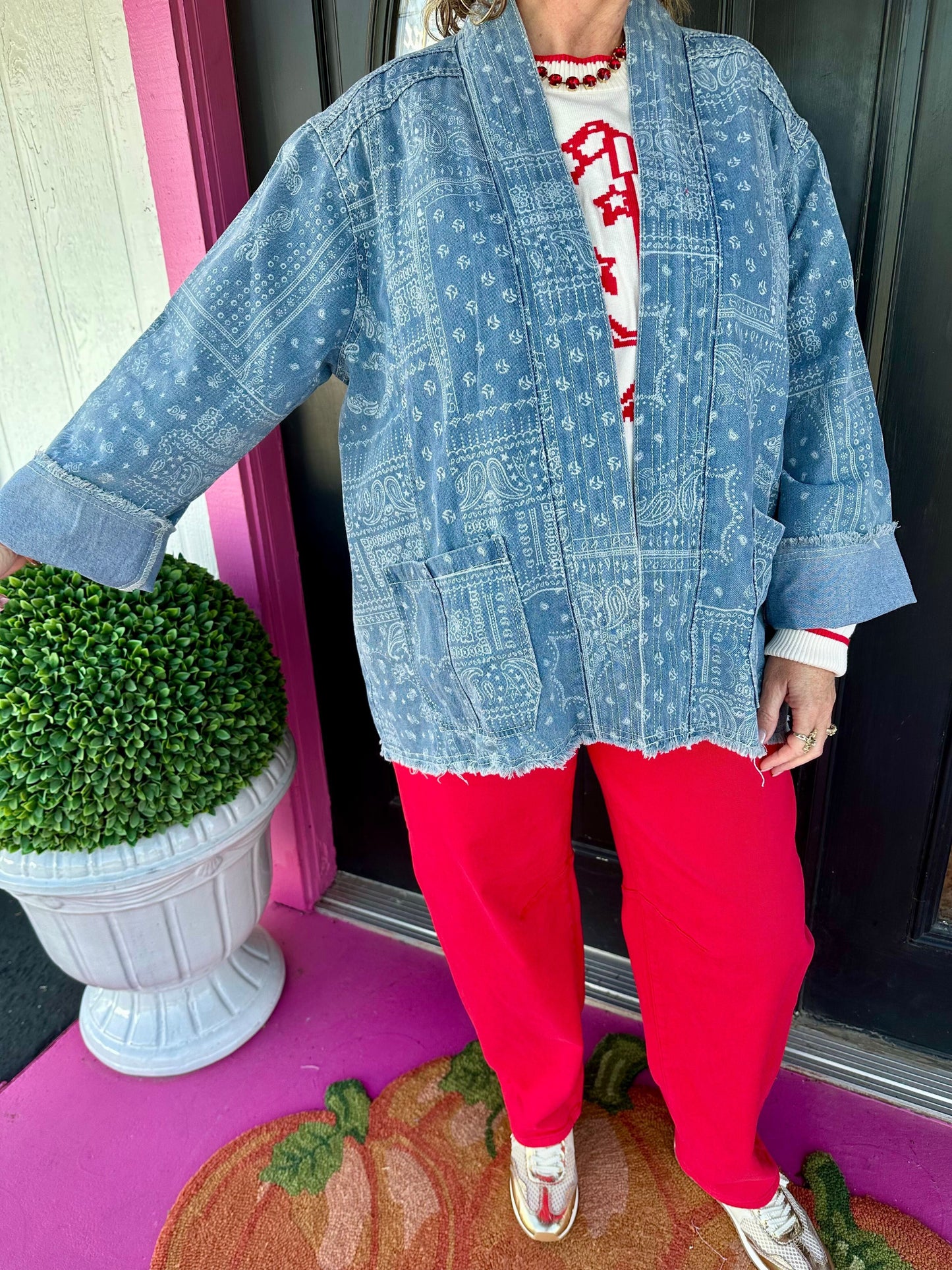 Denim LS Bandana Cardigan