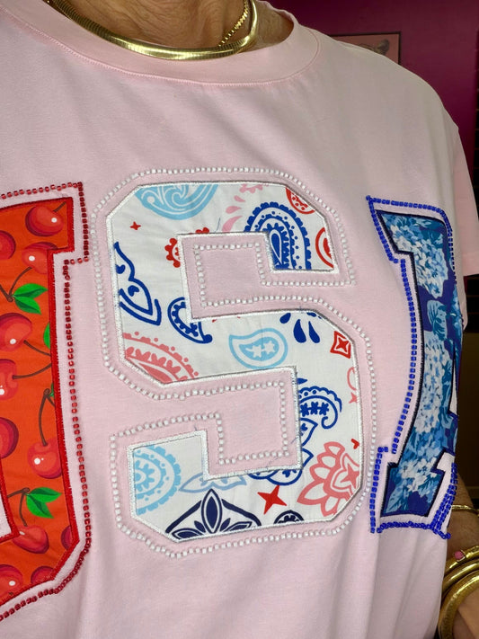 Light Pink USA Bandana Tee