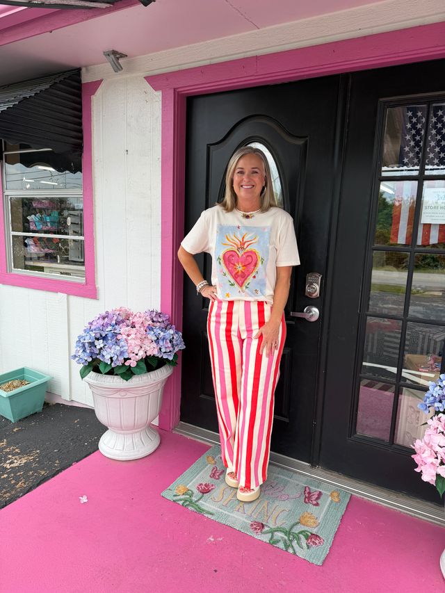Pink & Red Striped Jeans