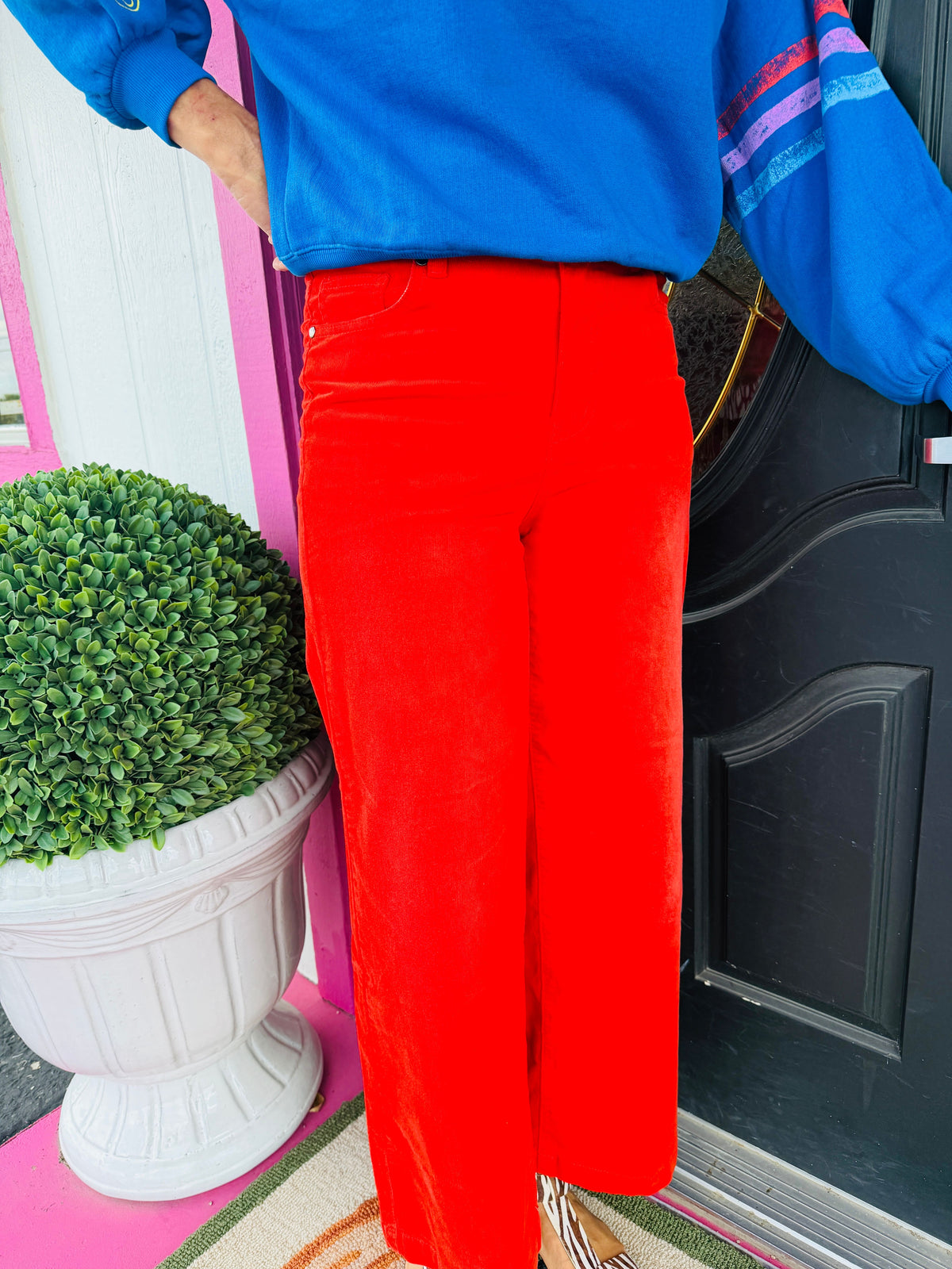 Tomato Red Corduroy Pants