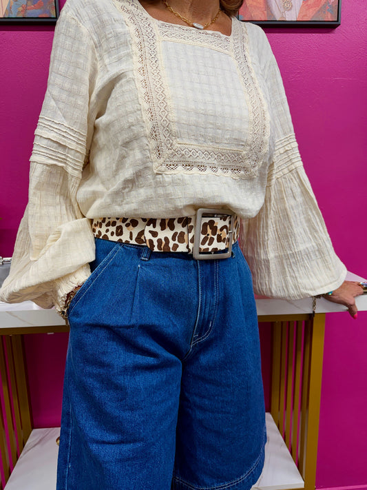 Cream LS Teahura Blouse
