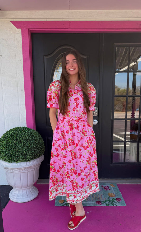 Pink Mini Floral Skirt Set