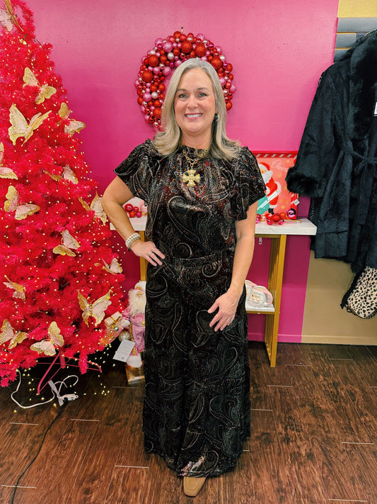 Multi Paisley Velvet Pant