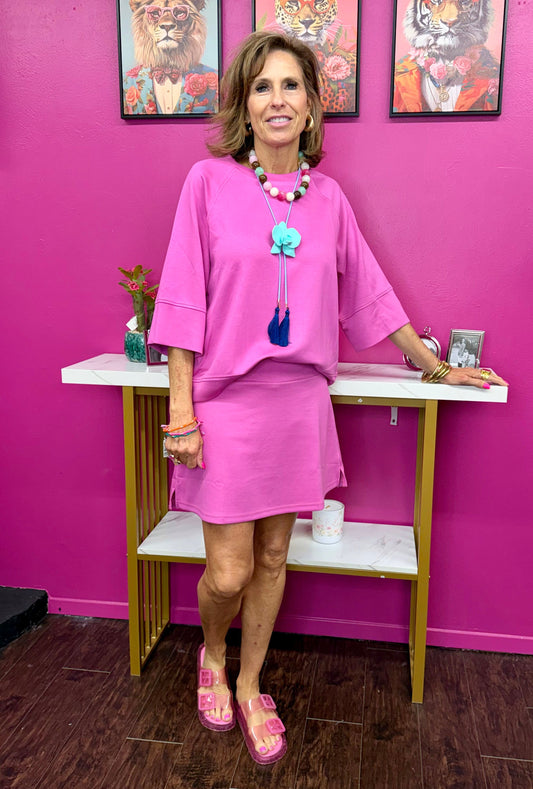 Pink Knit 3/4 Sleeve Top