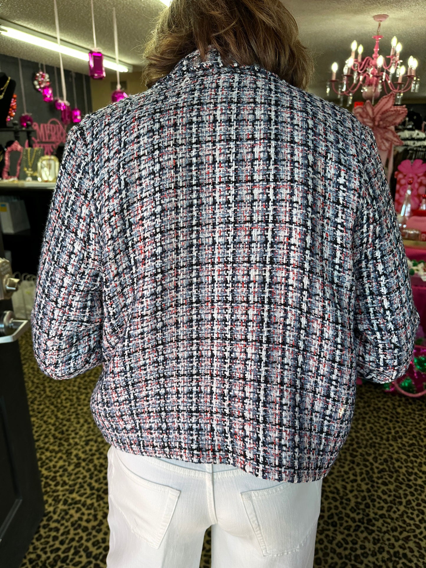 Navy Multi Plaid Button Jacket