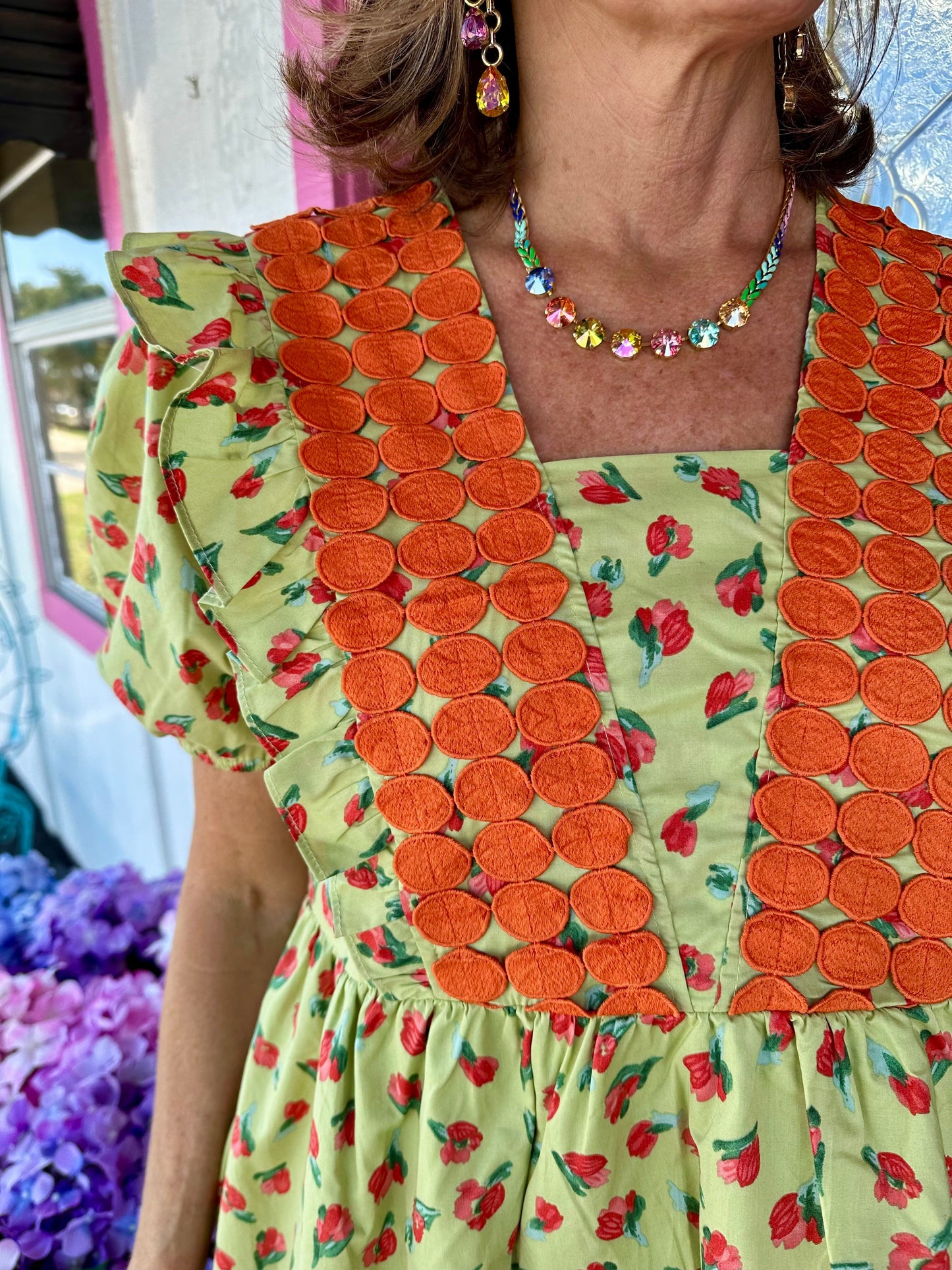 Sage Orange Accent Dress