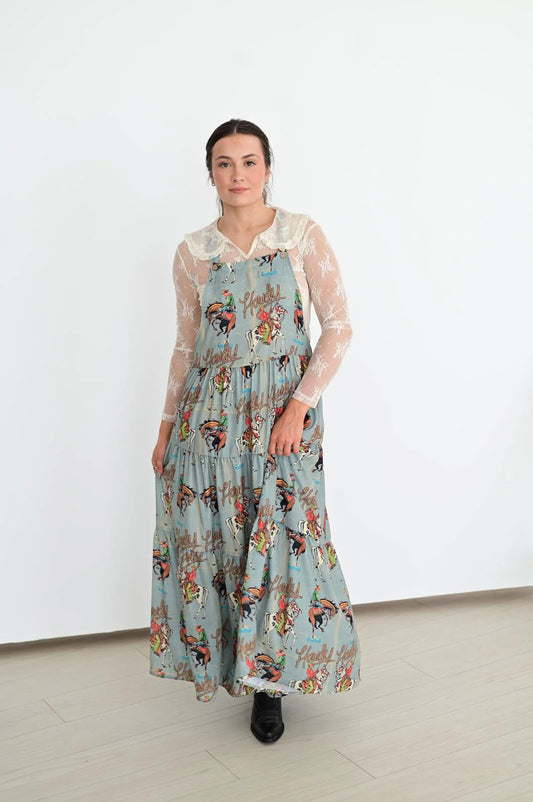Sage Howdy Overall Dress