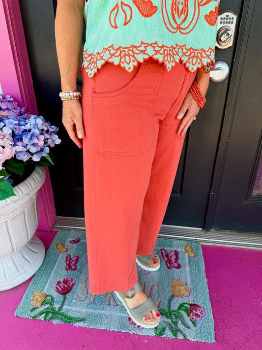 Red Clay Stride Cargo Wide Leg