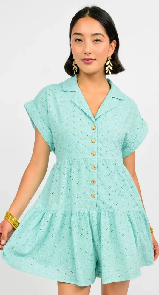 Seafoam Eyelet Romper