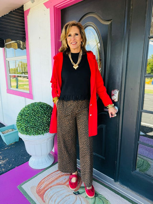 Leopard Crop Wide Leg