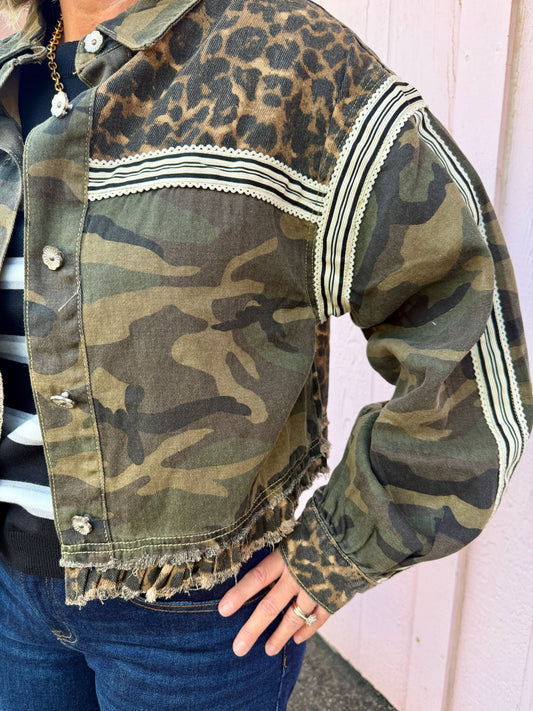 Camo Jacket w/Leopard Trim