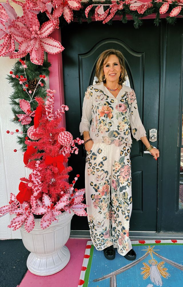 Leopard Floral Pant Set