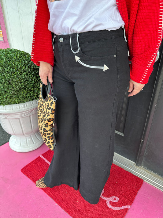 Black Wide Leg Denim Pant