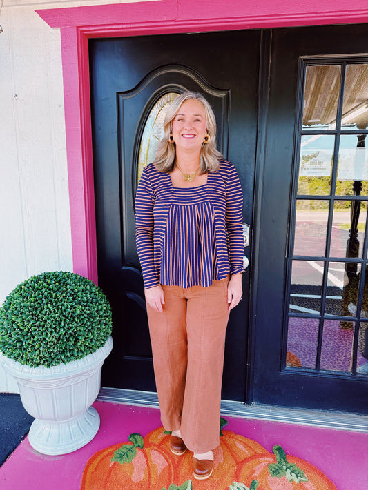 Blue Ginger LS Striped Sweater