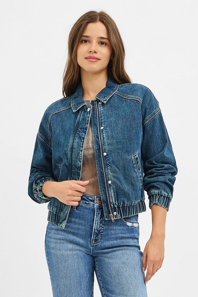 Dark Denim Bomber Jacket