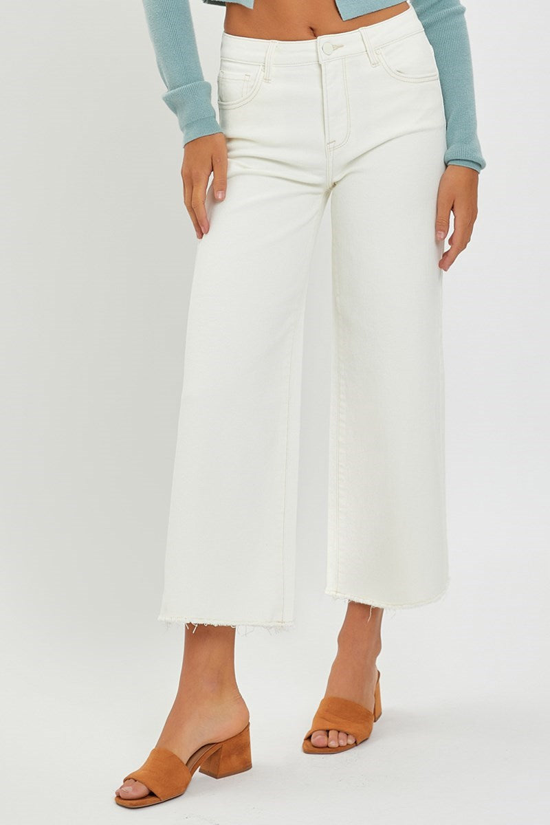 Cream TC Crop HR Wide Pant