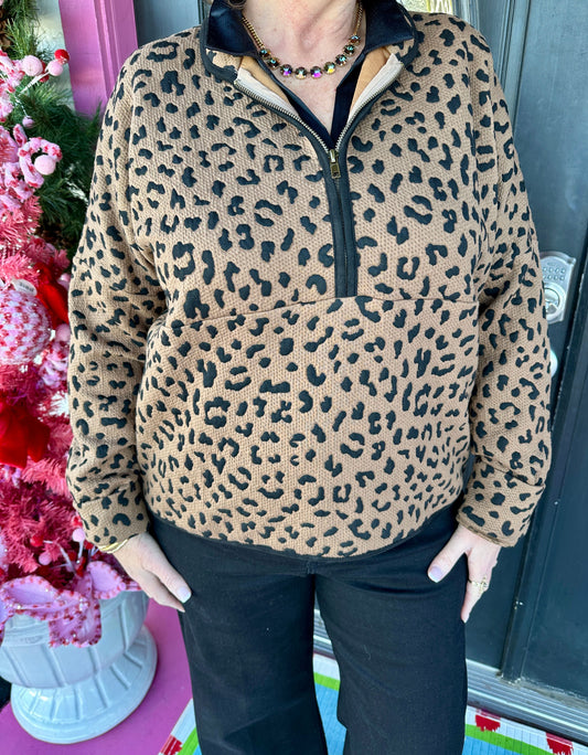 Cheetah Print Zip Sweater