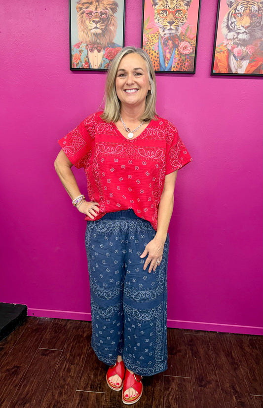 Red Ella Bandana Top