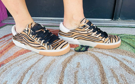 Zina Tiger Calf Hair T-Shoes