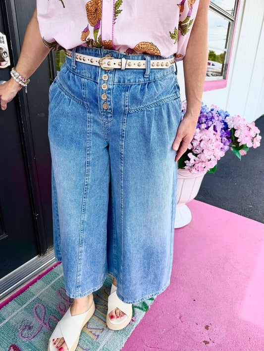 Denim Cropped Culottes
