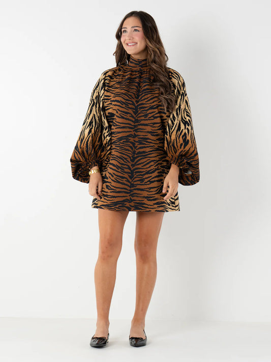 Sasha Tiger Jacquard Mini Dress