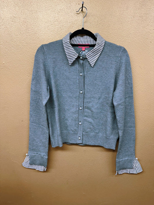 Grey collared cardigan sweater