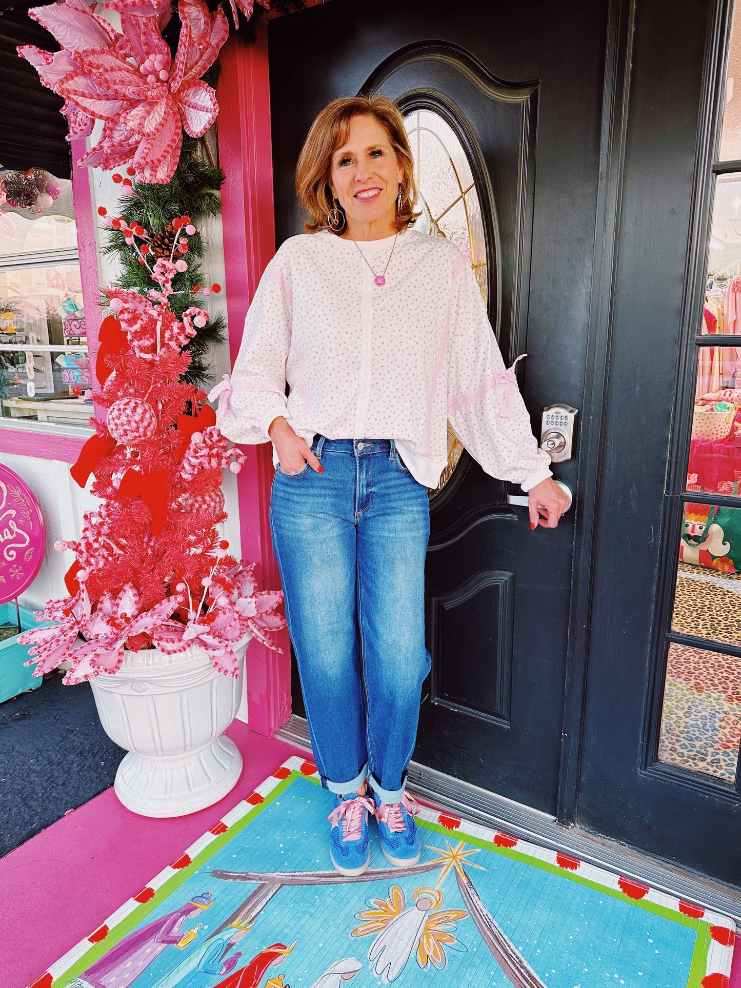 Ditsy Flower French Terry LS Top