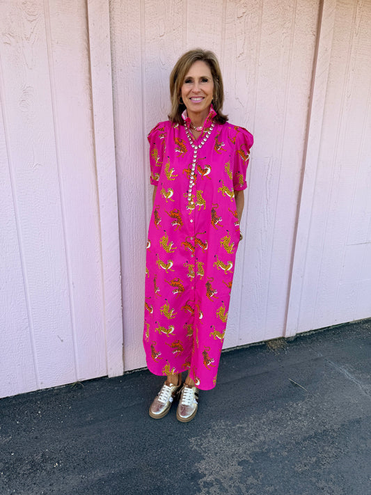 Pink Safari Pop Shirt Dress