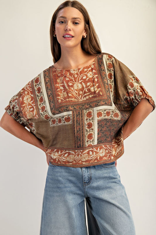 Antique Redwood Dolman Boxy Top