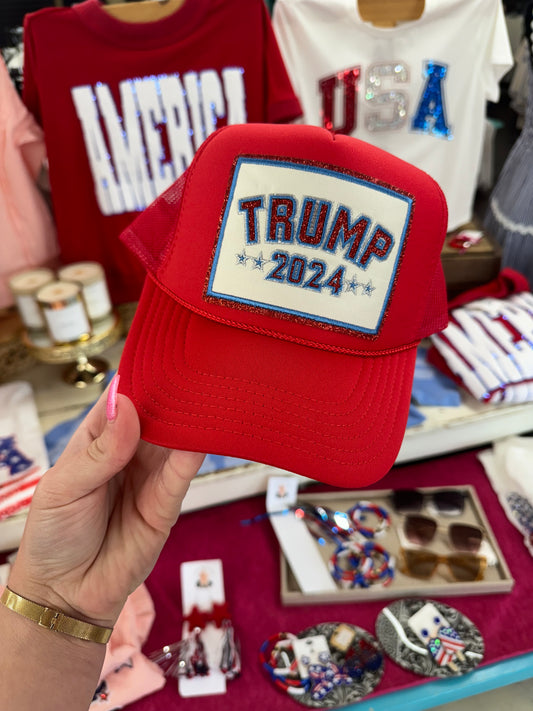 TRUMP 2024 Glitter Patch Red Hat