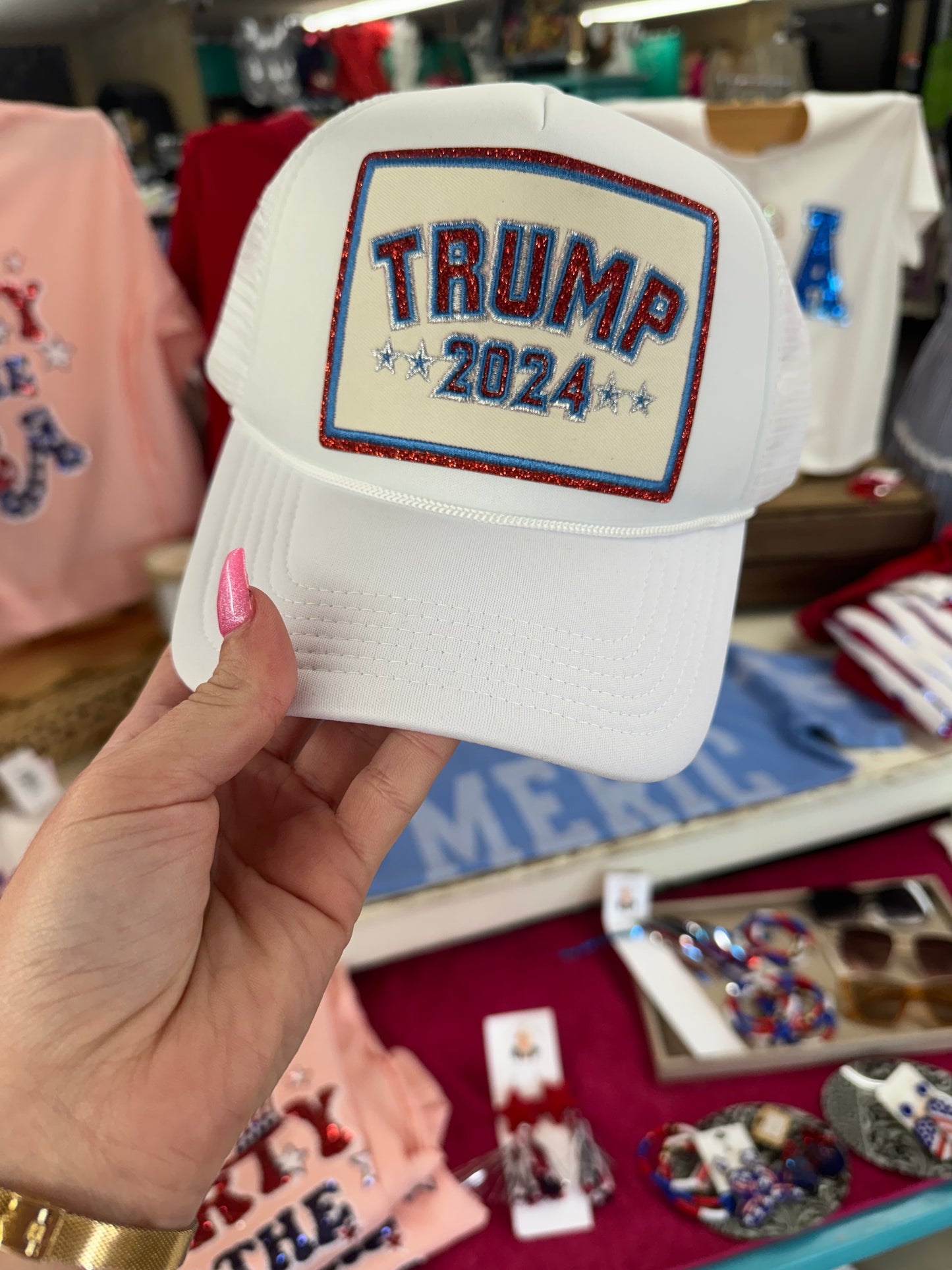 Trump 2024 White Single Patch Cap