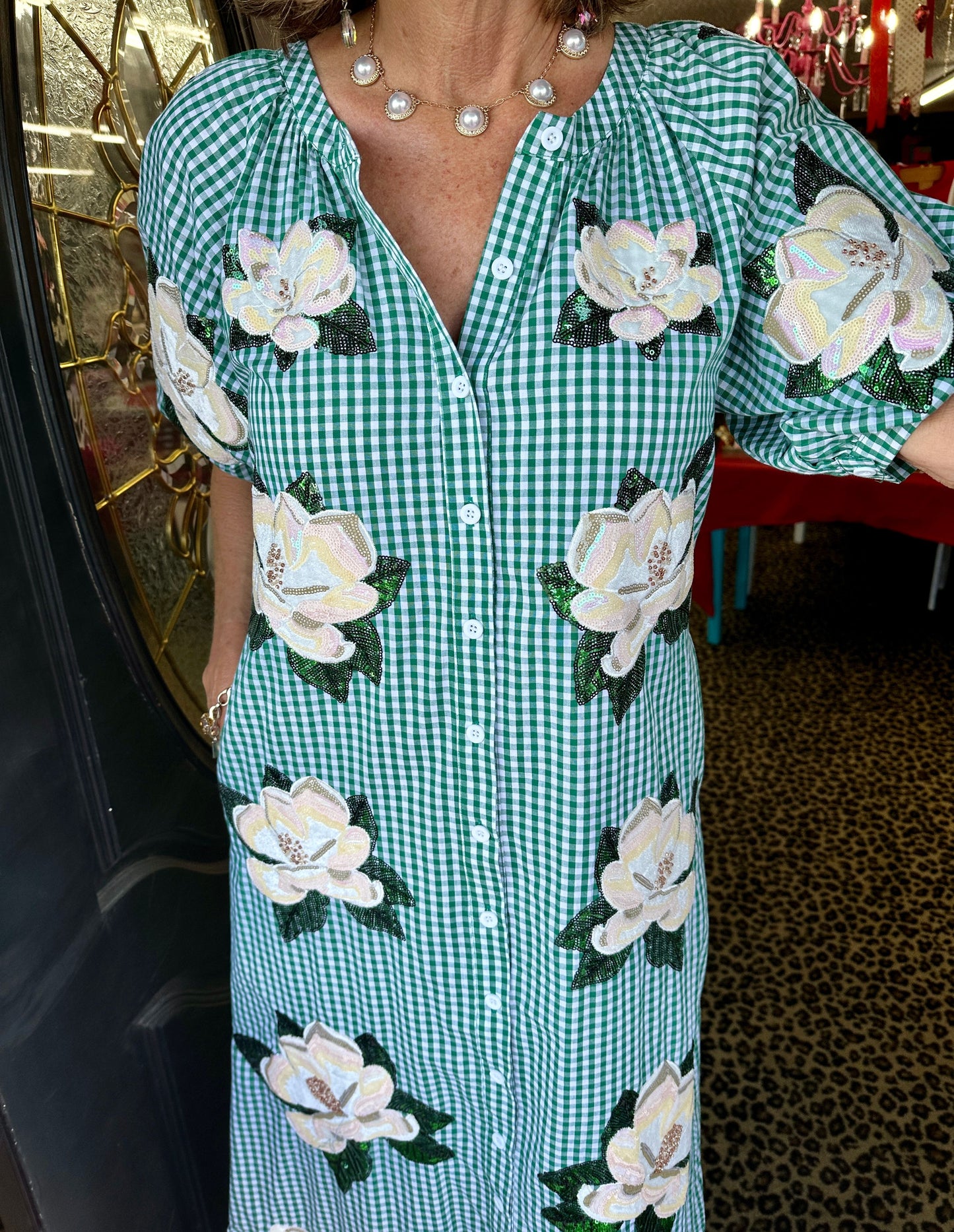 Green Gingham Magnolia Dress