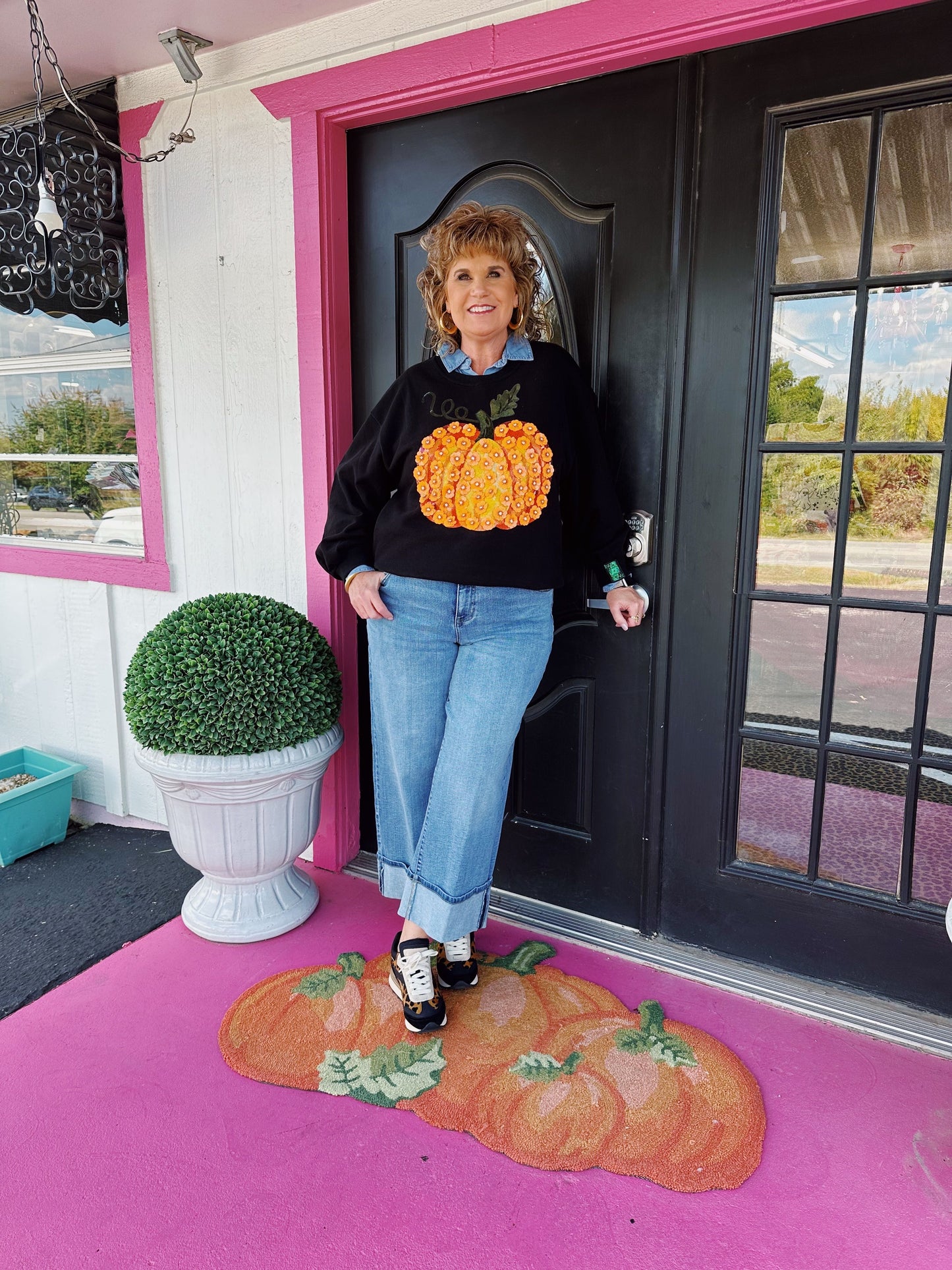 Black Flower Sequin Pumpkin SS